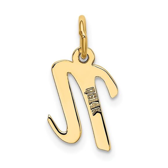 10k Yellow Gold Small Script Initial N Charm - Picture 4 of 4